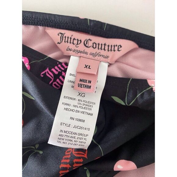Juicy Couture Bandeau Cherries Cherry Bikini Set Women’s Sz XL Ruched Bottom NEW - Picture 7 of 11